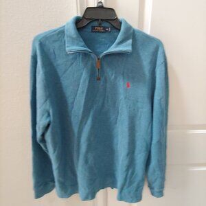 Polo Ralph Lauren Pullover 1/4 Zip Sweatshirt Men Size XL Blue Cotton Pony